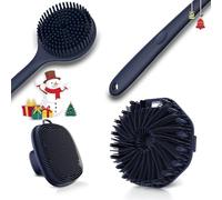 3 PCS Silicone Bath Brush Set,Back Scrubber & Body Brush & Face Brush Set, Super-Exfoliating & Lathering Body Scrubber, Shower Brush, Face Scrubber Combination for HomeBathroom Hotel Travel.(Blue)