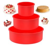3 Pcs Silicone Cake Tins for Baking - 3 Sizes 4,6,8 Inch Nonstick-Quick Release Silicone Baking Pans Set for Layer, Cheese, Colorful Cakes & Muffins