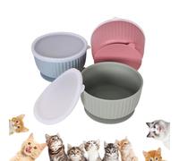 3 PCS Silicone Cat Bowls with Lids, Non Slip Suction Pet Food and Water Dishes Set, for Kittens Small Dogs, Microwave and Dishwasher Safe, Suitable for Dry, Wet Food