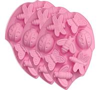 3 pcs Silicone Chocolate Molds, VEINARDYL 24-Cavity Insect 3D Muffin Mould Kitchen Pastry Baking Pan for Fat Bomb Cake Candy Cupcake Soap Candle - Pink