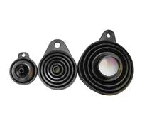 3 Pcs Silicone Collapsible Funnel Set, Foldable Large Canning Jar For Wide Mouth And Regular Bottles Kitchen Use Filling For Transferring Liquid Solid Bean(3 pcs black)