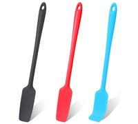 3 Pcs Silicone Jar Spatulas with Long Handle, Jam Spreader Rubber Spatula Heat Resistant Non-Stick Silicone Scraper Small Spatulas for Baking and Cake Icing Kitchen Use