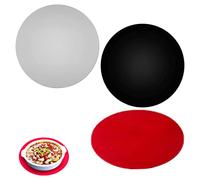 3 Pcs Silicone Microwave Mat Multipurpose Kitchen Heat Resistant Mats Round Non-Stick Silicone Placemat for Microwave, Oven, Hot Pan, Red+Black+Gray (30cm)