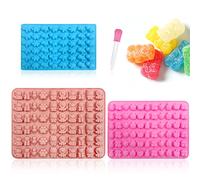 3 Pcs Silicone Molds with 1pc Silicone Dropper, Animal Silicone Molds, Fruit Silicone Fondant Molds, Dinosaur Molds, Baking DIY Tools for Jelly, Cookies, Chocolate