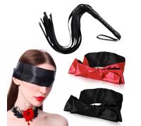 3 Pcs Silk Satin Blindfold and Leather Riding Crop, Blindfold, Blind Folds for Adult Play, Satin Silk Eye Covers, General Faux Leather Riding Crops, Comfortable Soft Satin Eye Mask for Valentine Gift