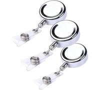 3 Pcs Silver Badge Reels Retractable Badge Holders Badge Alligator Clip Heavy Duty Badge Reels with Metal Cord for Nurses and Professionals Identification Badges Supplies