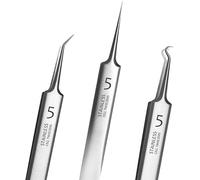 3 Pcs Silver Professional Blackhead Tweezer Professional Facial Blackhead Remover Tweezers Precision Extractor Acne Removal Kit Pimple Popper Tool with Storage Box Skin Care Tools