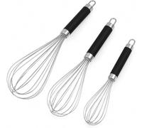 3 Pcs Silver Stainless Steel Hand Whisk Set for Egg Beating, Froth & Sauce