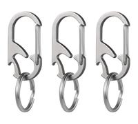 3 Pcs Silver Stainless Steel Keychain With Bottle Opener, Compact 2.0 X 1.0 In, Carabiner Keychain Clip, Anti-Lost Key Loop Holder For Men