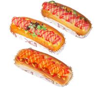 3 Pcs Simulation Artificial Hot Dog Bread Fake Realistic Food Bread Decoration Model Kitchen Photo Props