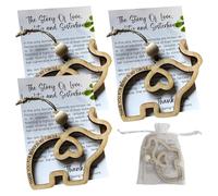 3 Pcs Sisterhood Elephant Ornaments, Wooden Hanging Elephant Friendship Gifts, Best Sister & Friends Gifts, Sisterhood Elephant Decor with Story Card