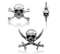 3 PCS Skull Brooch Pin for Halloween,Skull Skeleton Lapel Pin Skull Pendant Brooch Punk Rock Badges Breastpin for Clothes Scarf Backpack Accessories Gift Halloween Birthday Party Decor