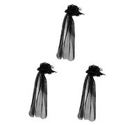 3 Pcs Skull Claw Brooch Black Wedding Veil Black Wedding Decor Mexican Clothes Mexican Rose Flower Cosplay Headdress Day of The Dead Flower Headpiece Veil Hairpin Halloween Hairpin