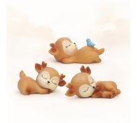 3 Pcs Sleeping Deer Figurines Set, Woodland Animal Table Decor