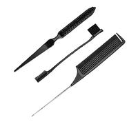 3 Pcs Slick Brush Set Edge Brush for Grooming Slicking Edge and Back Brushing Black