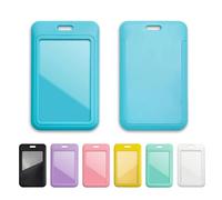 3 Pcs Sliding ID Badge Holder with Clear Window Blue ID Card Protector Pouch for Office School ID Credit Cards Proximity Key Cards Driver’s Licenses and Passes