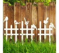 3 Pcs Small Garden Fence with 6 Pieces Birds Decoration, Metal Birds Yard Decor, Insert Lawn Picket Fence Garden Borders Decorative for Landscape Path Flowerbeds Plant Yard, Fence Decorations Outdoor