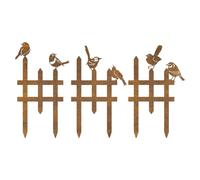 3 Pcs Small Garden Fence with 6 Pieces Birds Decoration, Metal Birds Yard Decor, Insert Lawn Picket Fence Garden Borders Decorative for Landscape Path Flowerbeds Plant Yard, Fence Decorations Outdoor