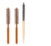 3 Pcs Small Round Brush for Short Hair Set - 2 Curling Vented Round Barrel Brushes for Blow Dry Volume on Short Hair & Bangs, 1 Mini Quiff Roller Curl Brush for Shaping Fringe, Quiff and Beard