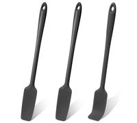 3 Pcs Small Spatulas Set Silicone Jar Spatulas with Long Handle Black Heat Resistant Non-Stick Mini Spatulas Jam Spreader Scraper Narrow Rubber Spatula for Baking and Cake Icing Kitchen Use