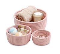 3 Pcs Small Woven Baskets, Cotton Rope Round Organizer for Shelves