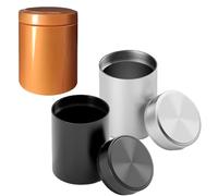 3 Pcs Smell Proof Container, 4.5x6.5cm Camping Tea Coffee Sugar Canisters, Small Tea Coffee Sugar Canisters, Smell Proof Jar, Mini Metal Sealed Can For Camping Travel (Gold, Silver, Black)