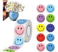 3 PCS Smiley Face Stickers Cute Happy Face Sticker Rolls,Waterproof Stickers for Teachers, School, Student Classroom Rewards,Sticker Rolls Decorations and Incentives,Fun and Engaging(Colorful)