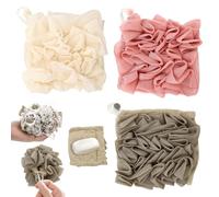 3 PCS Soap Bar Loofah,2 in 1 Bar Soap Loofah Pouch,Can Hold Soap,Effective Exfoliation,for Bathing (Khaki+ Beige+ Pink)