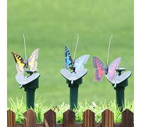 3 Pcs Solar/Battery Powered Flying Fluttering Butterflies Hummingbird Butterfly Sunflower for Garden Yard Plants Flowers Patio Landscape Decor (Random Color)
