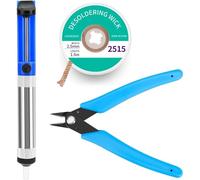 3 PCS Solder Removal Tool Set, Solder Sucker Desoldering Pump, Desoldering Wick, Micro Shear Wire Cutter Pliers, Soldering Iron Assist Accessories DIY Kit