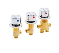 3 Pcs Solid Brass Shower Diverter Valve Set Cold & Hot Water Tub Faucet for Bathroom & Sauna Mixer Tap with Straight Handle