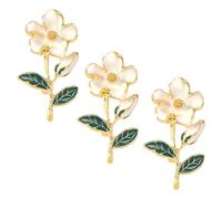 3 PCS Sophisticated Gardenia Brooch,Cute,Golden Gardenia Pin Rhinestone,Classic Flower Brooches Badge Brooch Lapel Pin,Lapel Scarf Clothes Accessories for Ladies Girls