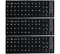3 Pcs Spanish Replacement Non Transparent Black Stickers With White Lettersglossy,Suitable For Any Standard Keyboard,Laptop Keyboard Convenient and nice