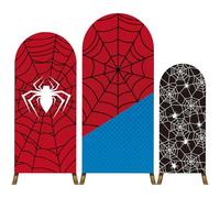 3 Pcs Spider Arch Backdrop, 4/5/6ft Spider Web Theme Party Decoration Double-Sided Arch Backdrop Cover for Kids Birthday Party Baby Shower Cosplay Photo Props