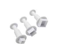 3 Pcs Square Shaped Cookie Plunger Cutter Cupcake Toppers Mold Cake Decorating Tool for Fondant Gum Pastry White