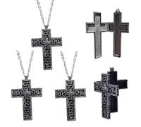 3 Pcs Squids Necklace Game, 3D Printed Cross Necklace with Dark Box, Cross-Shaped Necklace with Secret Compartment, Fashion Metal Design, for Fans Casual to Edgy