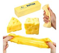 3 PCS Squishy Cheese Butter, 1 PCS Squishy Butter and 2 PCS Cheese, Slow Rebound Stress Relief for Adults, Soft Toy For Anxiety & Stress Relief, Office Desk Novelty Gift
