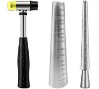 3 Pcs Stainless Steel Bracelet Mandrel and Ring Sizer Mandrel Set with Rubber Mallet Hammer, Fit for Jewelry Making, Shaping, Forming