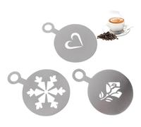 3 Pcs Stainless Steel Coffee Stencils Set, Reusable Latte Art Templates with Heart, Snowflake & Rose Patterns for Cappuccino, Hot Chocolate, Cake Decorating, Ideal for Home Baristas and Holiday Use