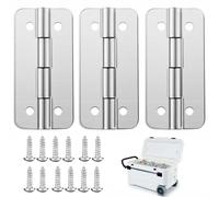 3 Pcs Stainless Steel Cooler Hinges with 12 Screws, Rotating Shaft