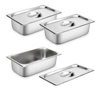 3 Pcs Stainless Steel Gastronorm Pan, 1/3 GN Hotel Pans with Lid, 10 cm Deep Steam Table Pan, Anti-Jam Catering Service Tray Food Storage Container for Restaurant Hotel Buffet Party, 32 x 17 x 10 cm