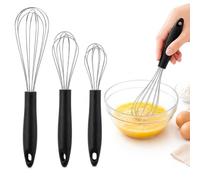 3 Pcs Stainless Steel Hand Whisk Set for Egg Beating, Milk Froth & Sauce