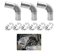 3 PCS Stainless Steel Heater Exhaust Pipes Elbow Connector,25MM Elbow Connector Gas Vent Exhaust Pipe with 6 Clamps,Diesel Heater Exhaust Pipe Connector Clamps for Car Diesel Heater