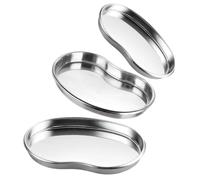 3 Pcs Stainless Steel Kidney Tray, Metal Sterilised Surgical Tray, Reusable Kidney Dish, Kidney Dish Curved Medical Tray, for Tattoo Instrument Supplies, Dentistry
