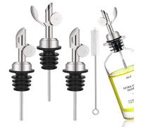 3 Pcs Stainless Steel Liquor Pour Spouts with Auto Flip Feature - Self Closing Olive Oil Dispenser, Wine Alcohol Pourer - Universal Fit for Whisky, Vodka, Syrup Bottles (Silver-3 Pcs)