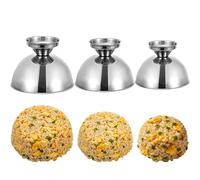 3 Pcs Stainless Steel Shape Fried Rice Press Mold, Silver Round Shaped Egg Fried Rice Shaper Mold Silver Serving Bowls for Sushi Home Restaurant Dish up Decoration