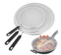 3 Pcs Stainless Steel Splatter Screen for Frying Pan Splatter Guard, Grease Mesh Splash Guard with Handle for Frying Pan Cooking, Splash-Proof Oil Proof Strainer Cover(7.5", 9.8", 11.4")