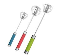 3 PCS Stainless Steel Whisk, Egg Beater, Hand Push Mixer, Anti Rust Durable Rotatable Manual Whisk, for Mixing Eggs, Coffee, Drinks, Milkshakes, Whipped Cream, Mayonnaise