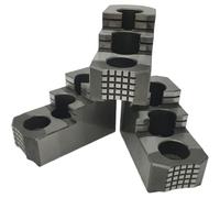 3 Pcs Steel Hard Jaws 12 Inch Three Step CNC Lathe Chuck for 1.5mm X 60 Degree Serration Lathe Hard Chuck Jaw Sets Silver,12in