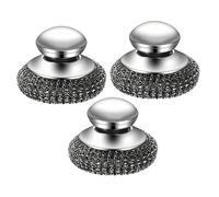3 Pcs Steel Wool Scrubber with Handle,Brillo Pads, Stainless Steel Pan Cleaner Set, Metal Scourer for Dishes, Pots, Grills and Sinks, Durable Wire Wool for Cleaning Kitchen Grease and Rust